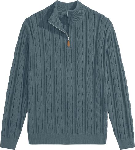 Jmierr Men Quarter Zip Pulover Sweater Sweater Sweater Cable متماسكة من طوق اللينات المحبوك in Saudi Arabia