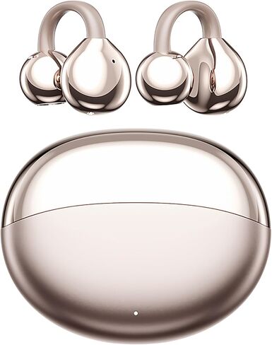 سماعات أذن مفتوحة بمشبك، سماعات رأس بلوتوث 5.4 لاسلكية مع ميكروفون، خفيفة الوزن ومريحة للرياضة والجري واللياقة البدنية، توصيل العظام، سماعات أذن مقاومة للماء IPX5 (ذهبي وردي) in Kuwait