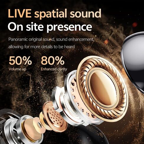 سماعات أذن مفتوحة بمشبك، سماعات رأس بلوتوث 5.4 لاسلكية مع ميكروفون، خفيفة الوزن ومريحة للرياضة والجري واللياقة البدنية، توصيل العظام، سماعات أذن مقاومة للماء IPX5 (ذهبي وردي) in Kuwait