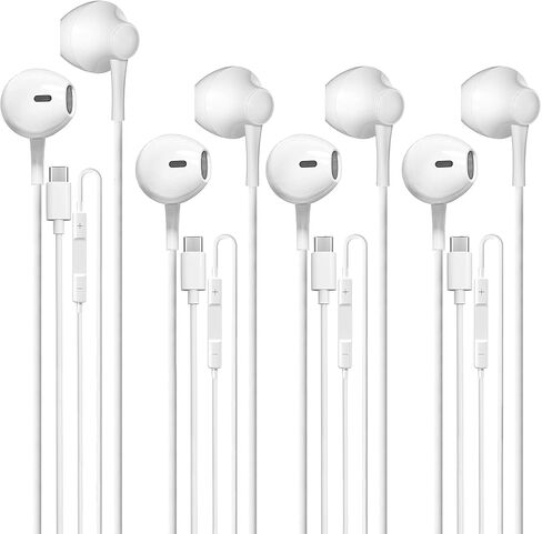 USB C Wired Headphone for iPhone：Headphones with USB-C Plug, Wired Ear Buds with Built-in Remote to Control Music, Phone Calls, and Volume[4Pack] in Saudi Arabia