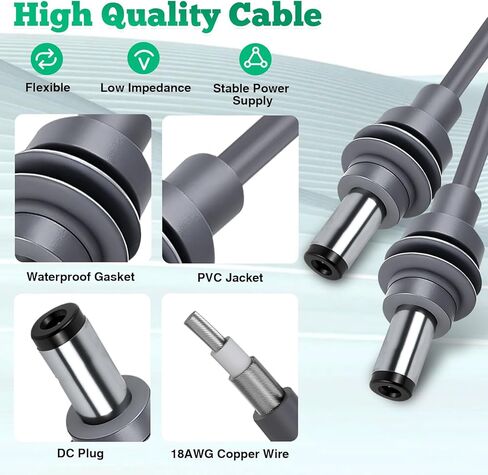 كابل طاقة من DC إلى DC لـ Starlink Mini 10 FT - سلك شاحن 12V/24V، ملحق محول السيارة العالمي، تصميم مقاوم للماء، متوافق مع مولد الطاقة الشمسية RV ومعدات التخييم الخارجية (DC إلى DC) in Kuwait