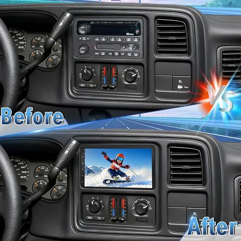راديو ستيريو للسيارة Android 14 Double Din لسيارة Chevy Silverado C/K Pickup 2003-2006، 7 بوصة راديو سيارة مع تشغيل لاسلكي Android Auto GPS WiFi Bluetooth RDS DSP SWC Mic كاميرا احتياطية in Kuwait