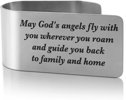 XQLZY Travel Angel Wherever You May Wander Engraved Stainless Steel Car Visor Clip, Funny Angel Safe Travels Driving Gifts for Family Friend Driver Women Men, New Driver Gifts in Saudi Arabia