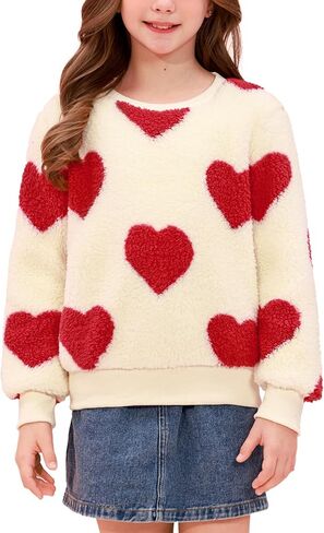 Besserbay Girls Winter Wart Warm Fuzzy Sweater Cozy Sherpa Fleece Soft Pullover Sweatshirt 6-14 سنة in Saudi Arabia