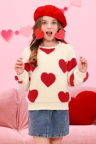 Besserbay Girls Winter Wart Warm Fuzzy Sweater Cozy Sherpa Fleece Soft Pullover Sweatshirt 6-14 سنة in Saudi Arabia