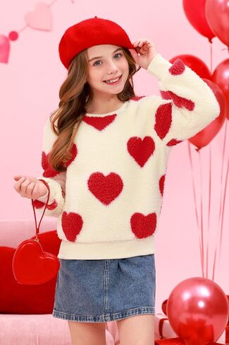 Besserbay Girls Winter Wart Warm Fuzzy Sweater Cozy Sherpa Fleece Soft Pullover Sweatshirt 6-14 سنة in Saudi Arabia