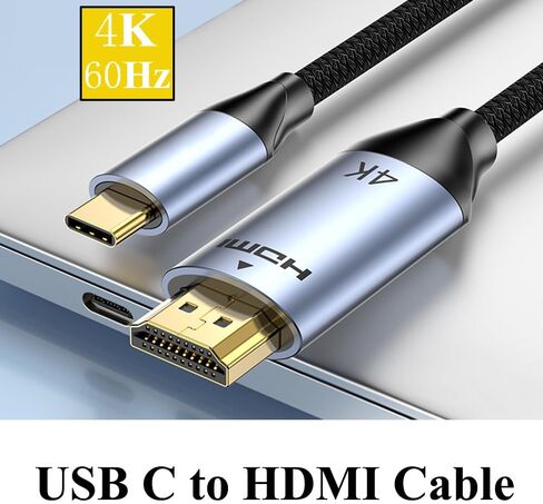 USB C to HDMI Cable 4K@60Hz, High-Speed Type C to HDMI Cord for MacBook, iPhone 16/15 Pro/Max, iMac, iPad Pro, Galaxy S24, Surface, Monitor, TV and More(1.5m) in Saudi Arabia
