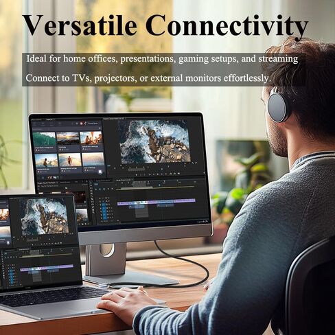 USB C to HDMI Cable 4K@60Hz, High-Speed Type C to HDMI Cord for MacBook, iPhone 16/15 Pro/Max, iMac, iPad Pro, Galaxy S24, Surface, Monitor, TV and More(1.5m) in Saudi Arabia