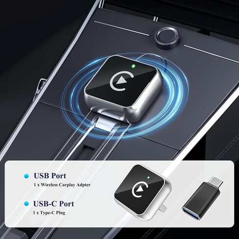 محول CarPlay لاسلكي مطور لعام 2025 لأجهزة iPhone وAndroid، محول سلكي صغير إلى لاسلكي لـ CarPlay وAndroid Auto، التوصيل والتشغيل، اتصال مستقر وبدون زمن وصول in Saudi Arabia