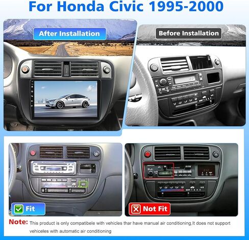 ستيريو سيارة لهوندا سيفيك 1996 1997 1998 1999 2000 2021 مع Carplay اللاسلكي وAndroid Auto، شاشة لمس 9 بوصة Android 13 Double Din مستقبل راديو السيارة GPS بلوتوث WiFi BT SWC كاميرا احتياطية، 2+32G in Saudi Arabia