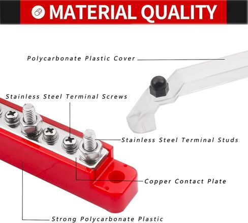 شريط حافلة 12 فولت 150 أمبير مع كتلة توزيع الطاقة غطاء 4 × 1/4 بوصة (M6) 6 × #8 (M4) كتلة توزيع لنظام الطاقة الشمسية البحرية لقوارب السيارات مع أطراف حلقية in Kuwait