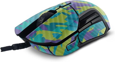 MightySkins Carbon Fiber Skin Compatible with SteelSeries Rival 5 Gaming Mouse - Summer Camouflage | Protective, Durable Textured Carbon Fiber Finish | Easy to Apply | Made in The USA in Saudi Arabia