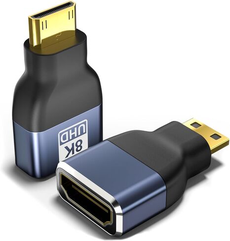 Mini HDMI to HDMI Adapter 2-Pack, 8K@60Hz 4K@144Hz 2K@240Hz, Gold-Plated Converter with 48Gbps HDMI 2.1 High-Speed, Bidirectional Adapter for DSLR Camera, Tablet, Laptop, HDTV, Projector, PS5, Xbox in Saudi Arabia