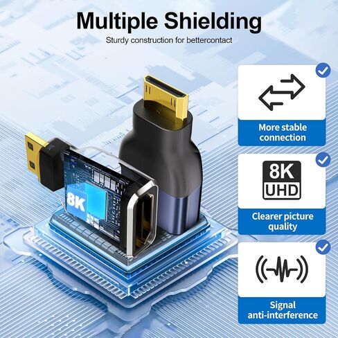 Mini HDMI to HDMI Adapter 2-Pack, 8K@60Hz 4K@144Hz 2K@240Hz, Gold-Plated Converter with 48Gbps HDMI 2.1 High-Speed, Bidirectional Adapter for DSLR Camera, Tablet, Laptop, HDTV, Projector, PS5, Xbox in Saudi Arabia