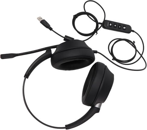 PC Headphones, Clear Sound Plug and Play Noise Cancellation USB Gaming Headset for Call Centers in Saudi Arabia