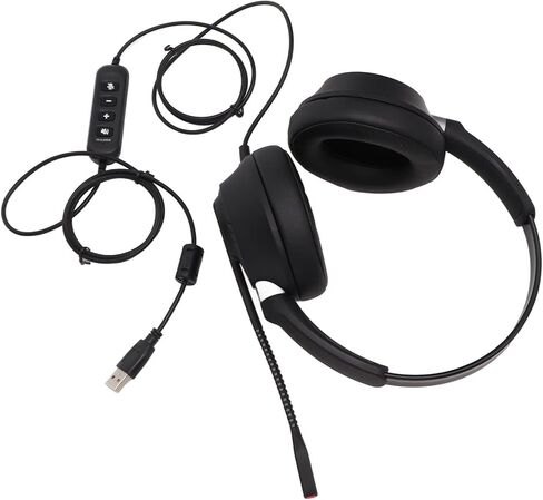 PC Headphones, Clear Sound Plug and Play Noise Cancellation USB Gaming Headset for Call Centers in Saudi Arabia