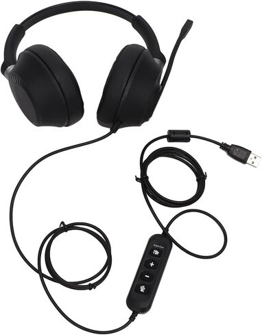 PC Headphones, Clear Sound Plug and Play Noise Cancellation USB Gaming Headset for Call Centers in Saudi Arabia