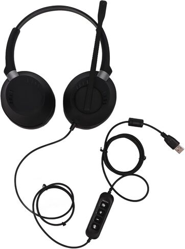 PC Headphones, Clear Sound Plug and Play Noise Cancellation USB Gaming Headset for Call Centers in Saudi Arabia