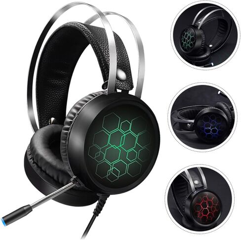 Gadpiparty Wired Gaming Headset Noise-Cancelling Microphone RGB Lighting Over-Ear Design for Computer Console and Laptop Comfortable Soft Ear Pads for Extended Gaming Sessions in Saudi Arabia