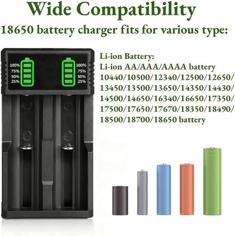 2 Pack 3500mAh 3.7V Battery Flat Top NI-MH Rechargeable with 2-Slot 18650 Battery Charger, 3.7Volt Batteries NIMH Large Capacity for LED Flashlight/Camera/Small Fan/Garden Light, NOT AA/AAA in Saudi Arabia
