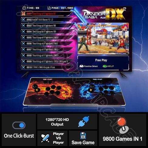 2023 Pandora Box DX 10888 in 1 Retro Game Street Cabinet Console RGB Light Panel 8-Way Joystick 16 Buttons Support 720P HD Output (Street Fighter) in Saudi Arabia