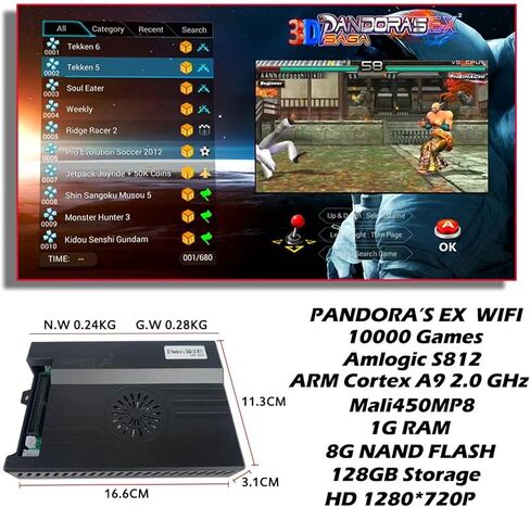 2023 Pandora Box DX 10888 in 1 Retro Game Street Cabinet Console RGB Light Panel 8-Way Joystick 16 Buttons Support 720P HD Output (Street Fighter) in Saudi Arabia