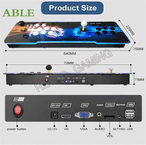 2023 Pandora Box DX 10888 in 1 Retro Game Street Cabinet Console RGB Light Panel 8-Way Joystick 16 Buttons Support 720P HD Output (Street Fighter) in Saudi Arabia