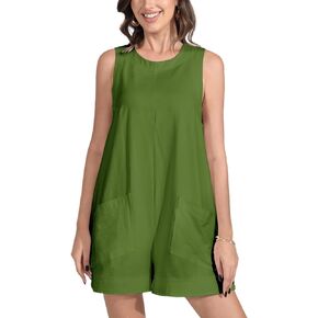 TBETNE Women's Summer Casual Rompers Sleeveless Loose Stretchy Shorts Jumpsuits Overalls with Pockets