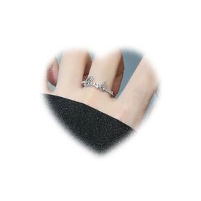 W WEILIRIAN Boho Letter Luck Ring for Teen Girls Initial Letter Knuckle Ring Silver Letter Stacking Ring Adjustable Alphabet Ring Dainty Finger Ring Personalized Open Ring Jewelry for Women Gifts
