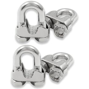 Zorveiio 304 Stainless Steel 2/5 Inch M10 Wire Rope Cable Clip Clamp,6Pcs U Bolt Saddle Fastener for Securing Loads,Rigging, Temporary Guardrail Systems