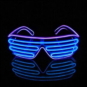 Aquat تضيء مصراع وامض نظارات الهذيان النيون El Wire LED النظارات الشمسية صوت المنشط توهج DJ ازياء ل 80s ، EDM ، الطرف