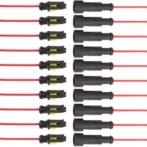10 Kits 1 Pin Car Connector Waterproof Electrical Connector, Male and Female Way 18 AWG Wire Harness Plug Socket Kit for Truck, Motorcycle, Boat and Other Wire Connection