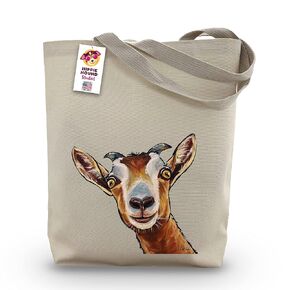 Goat Tote Bag 'Dub'- Gifts For Mom - Goat Lover Gift - Goat Gifts For Women -Handmade Totes - Hippie Hound Studios Canvas Totes - Cute Goat Reusable Shopping Bag - Grocery Bag - Beach Bag