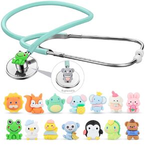 TrelaCo 16 Pcs Pediatric Stethoscope Real Working Stethoscope Cartoon Animal Stethoscope Charms Children's Favorite Stethoscope Accessories for Doctors, Nurses, Clinicians and Home