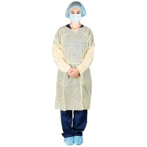 Dukal 303 Impervious Gown, Non-Sterile, Yellow, Pack of 50