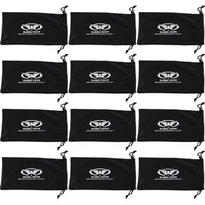Global Vision Large Black 4 1/4" x 8 1/2" Micro-Fiber Bags Sunglasses Goggles Cell Phone Carrying Pouch Case Sleeve (12 Pack)