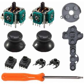 3D Analog Stick Sensor Potentiometers + Thumb Sticks Cap + LT RT Trigger Switch Button Repair for Xbox 360 Controller