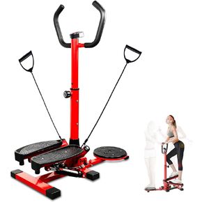 LiuWtuf Steppers for Exercise Stair Stepper Walkout Multi-Function Fitness Machine with Handlebar, Twisting Machine, Resistance Bands and Digital Display Capacity 300LBS