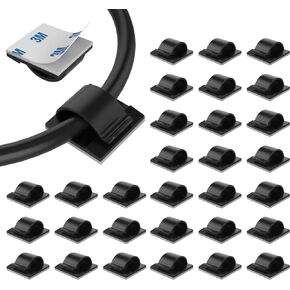 LinkDocs 30 Pieces Adhesive Cable Clips Wire Clips Cable Wire Management Wire Cable Holder Clamps Cable Tie Holder for Car, Office and Home