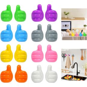 GESHE Silicone Thumb Wall Hook - 16 PCS Multi-Function Self-Adhesive Cord Holder for Cable Clip Key Hat Makeup Brush, Home Office Cable Clip Wire Desk Organizer