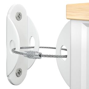 Booda Brand Furniture Anchors (6 Pack) for Baby Proofing, Furniture Straps Anti Tip Furniture Anchor Securing 400 lbs/Keep Baby Pet Safety from Falling Furniture, Metal White Earthquake Straps