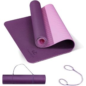 Ewedoos Yoga Mat Non Slip TPE Yoga Mats Exercise Mat Eco Friendly Workout Mat for Yoga, Pilates and Floor Exercise Thick Fitness Mat Carry Strap Included