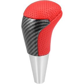 Partuto Gear Shift Knob - Car Inner Gear Shifter Knob - for Toyota Tundra 2007-2021 Faux Leather Plastic Red - 1 Pc