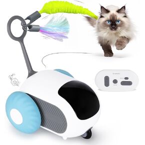 Cat Toys for Indoor Cats, Smart Interactive Cat Toy with Two-Speed Adjustment, Remote Control USB Rechargeable Automatic Cat Exercise Toys for Bored Indoor Adult Cats Kittens (Blue)