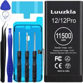 Luuzkla 11500mAh (2024 New Upgrade) Battery Compatible with iPhone 12/12 Pro, Super Capacity Battery Replacement Compatible with iPhone 12/12 Pro, with Full Tool Kits-0 Cycle-24 Months Service
