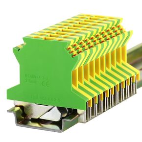 Erayco USLKG5N DIN Rail Mounted Ground Circuit Connection Terminal Block, 600V 30A, 24-10 AWG, Screw Clamp (Pack of 20)