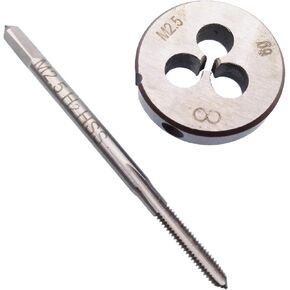 HSS M2.5 x 0.45mm Tap and M2.5 x 0.45mm Die Metric Thread Right Hand