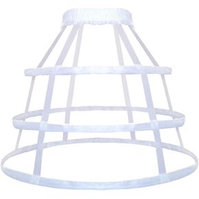 HappyStory Hollow Hoop Skirt Petticoat Crinoline Underskirt For Medieval Victorian Dress (White)