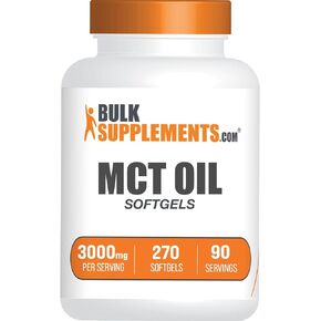 BulkSupplements.com MCT Oil Softgels - Medium Chain Triglyceride, MCT Oil 3000mg, MCT Oil Capsules - MCT Supplement, MCT Oil Pills, 3 Softgels per Serving, 270 Softgels