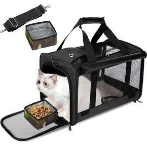 Cat Carriers for Cats Under 20 lbs，Puppy Carrier for Small Dogs，Kitty Carriers for Cats，Foldable Dog Travel Carriers (Black)